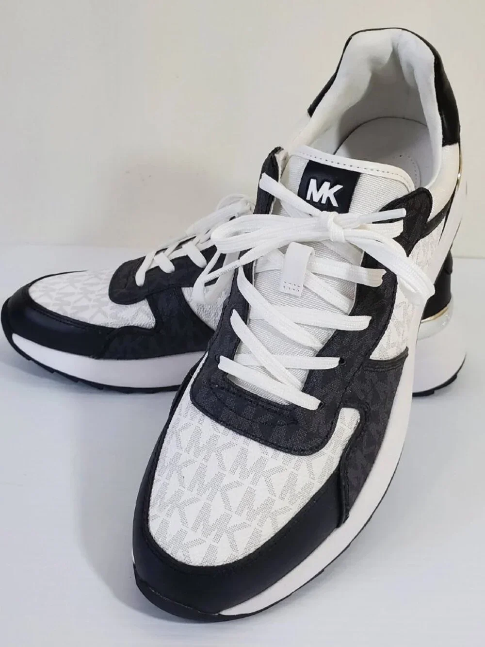 MICHAEL KORS JASMINE TRAINER SNEAKER WOMEN ALLOVER MK PRINT LOGO SIZE 11 BLACK